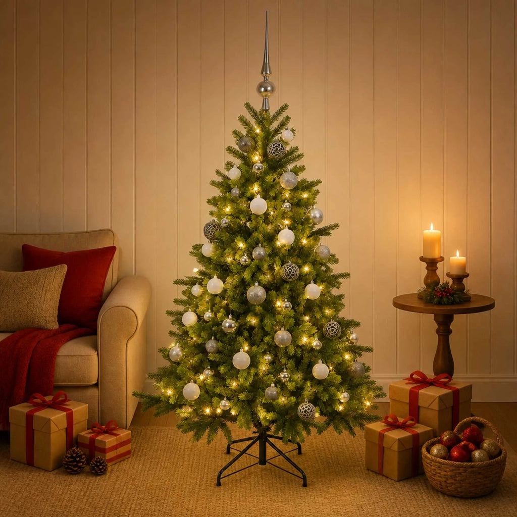 Albero di Natale artificiale con palline 150 cm 150 LED 3466178