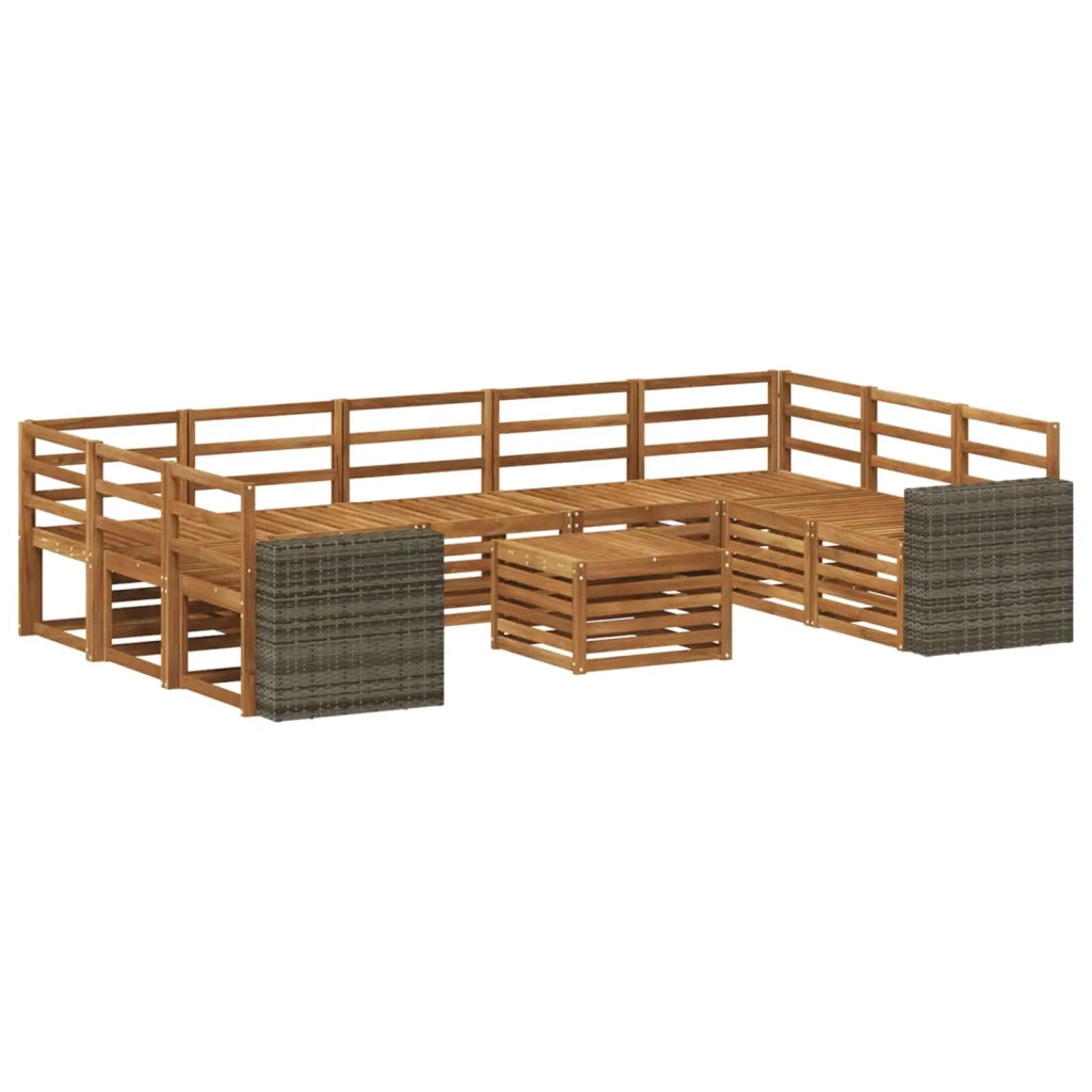 Set divani 10 pcs Naturale Legno di Acacia Massello
