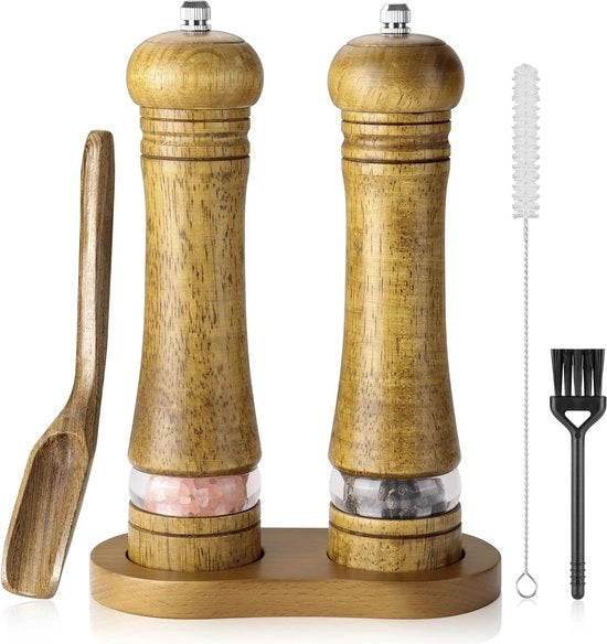 Set di Molitore di Sale e Pepe - Manuale - 2 Pezzi - Legno - 21,5 cm