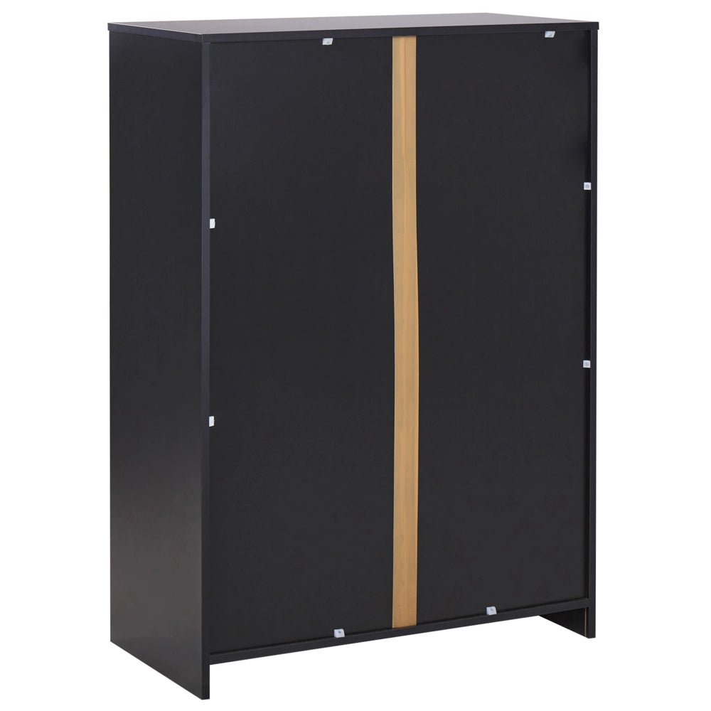 Armadietto moderno a 2 porte e 3 ripiani con chiusura a chiave in legno chiaro e nero design moderno ufficio contemporaneo