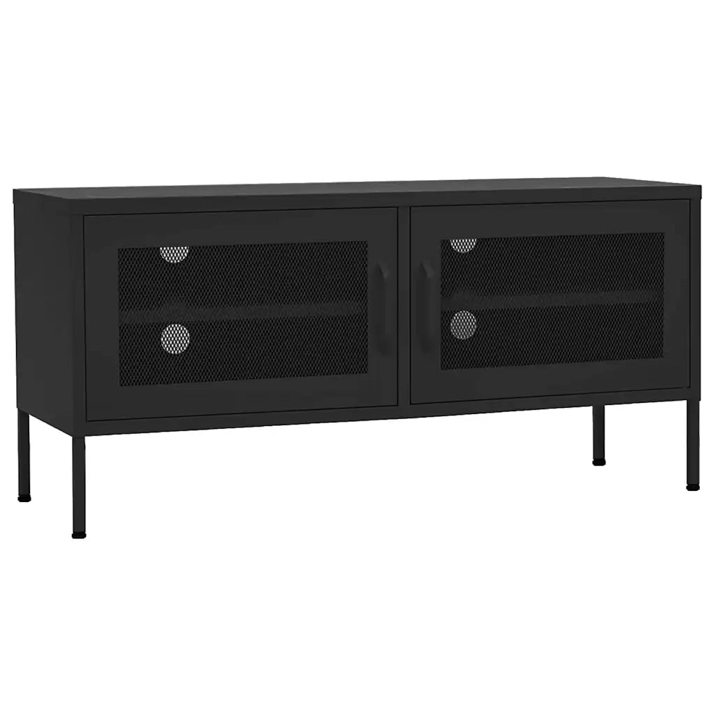 Mobile TV-Credenza per TV Nero 105x35x50 cm in Acciaio