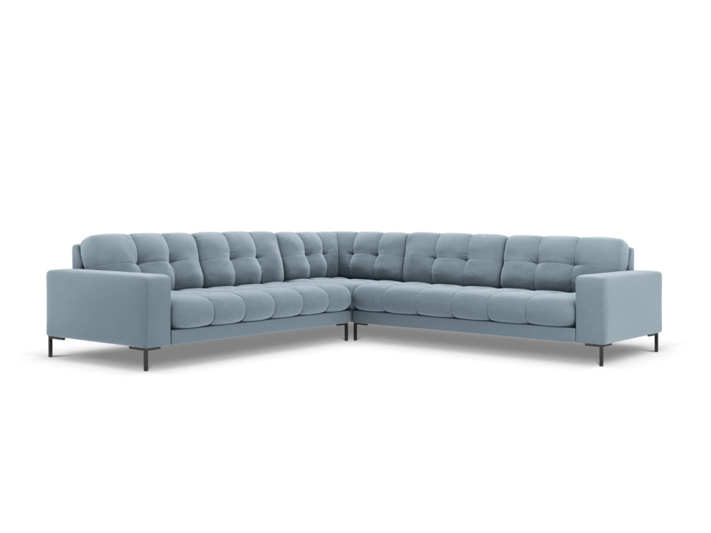 Cosmopolitan Design - Divano angolare reversibile "Bali" 6 posti in velluto azzurro 