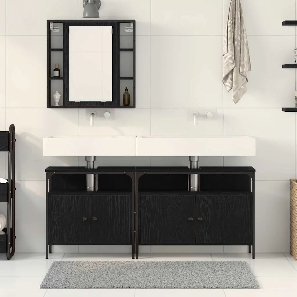 Unità da Bagno con lo scaffale 3 pcs Nero Legno multistrato 3334399