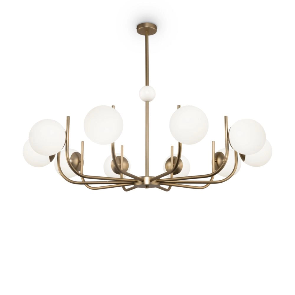 Lampadario oro sfere bianche Maytoni Rendez-vous 10xE14