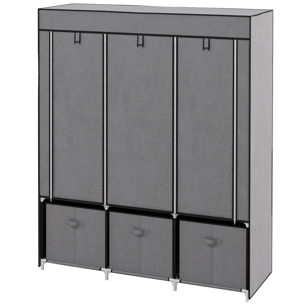 Armadio in tessuto con 5 ripiani, 2 appendiabiti e 3 cassetti ¨C zephmum ¨C 125x43x162 cm