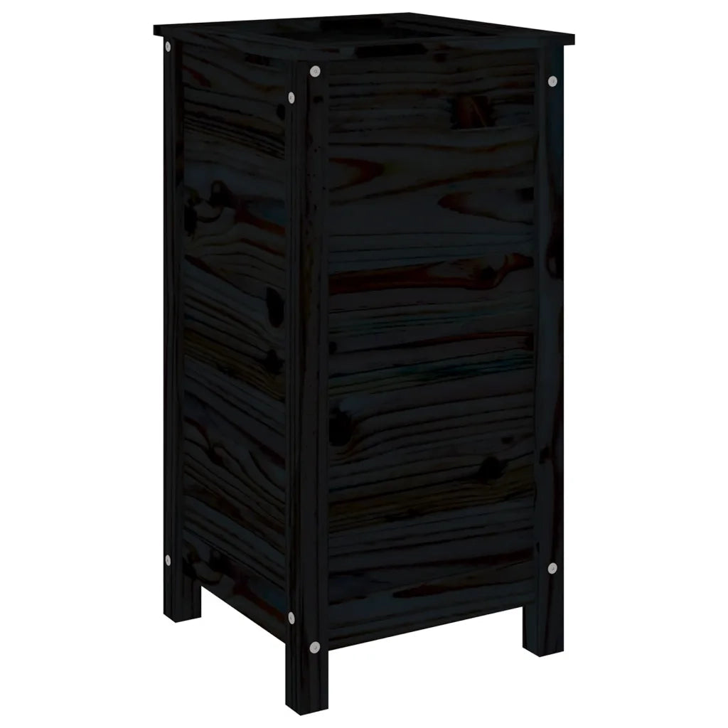 Fioriera da Giardino Nera 40x40x78 cm Legno Massello di Pino 825279