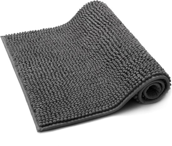Pavimento Antiscivolo in Chenille per Bagno, Pantofole per Bagno, Asciugamano per Bagno Assorbente per la Stanza da Bagno, Pantofole per Bagno Lavabili, 50x80 cm, Antracite