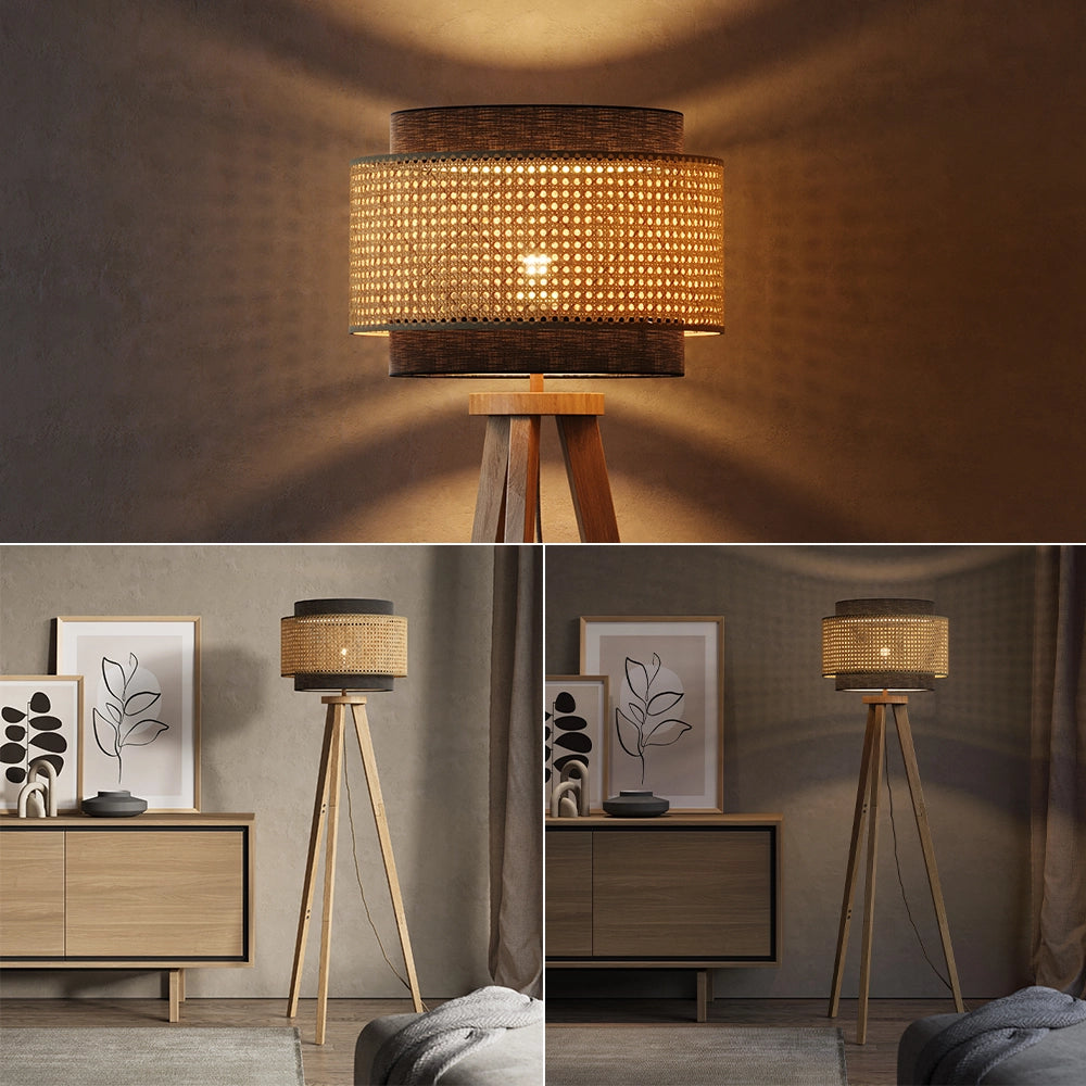 Vicco Lampada da terra Rattan/nero 45 x 142 cm