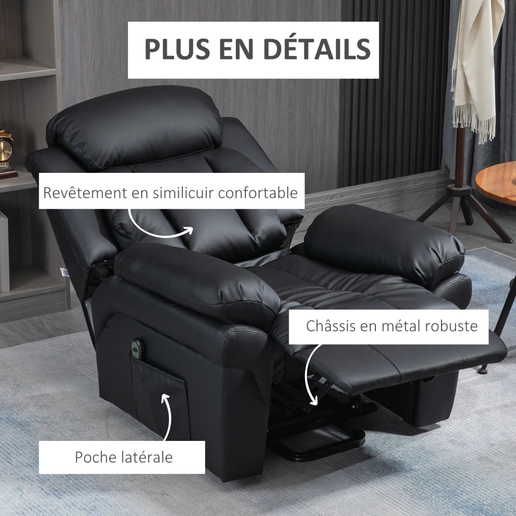 Poltrona Elettrica Reclinabile ¨C Zephmum ¨C Tessuto Sintetico Nero