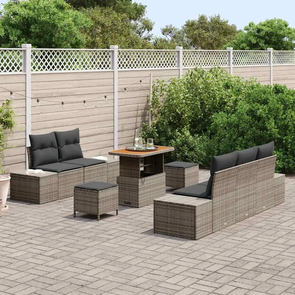Set Divano da Giardino con cuscino 8 pcs Grigio polyrattan 3362733