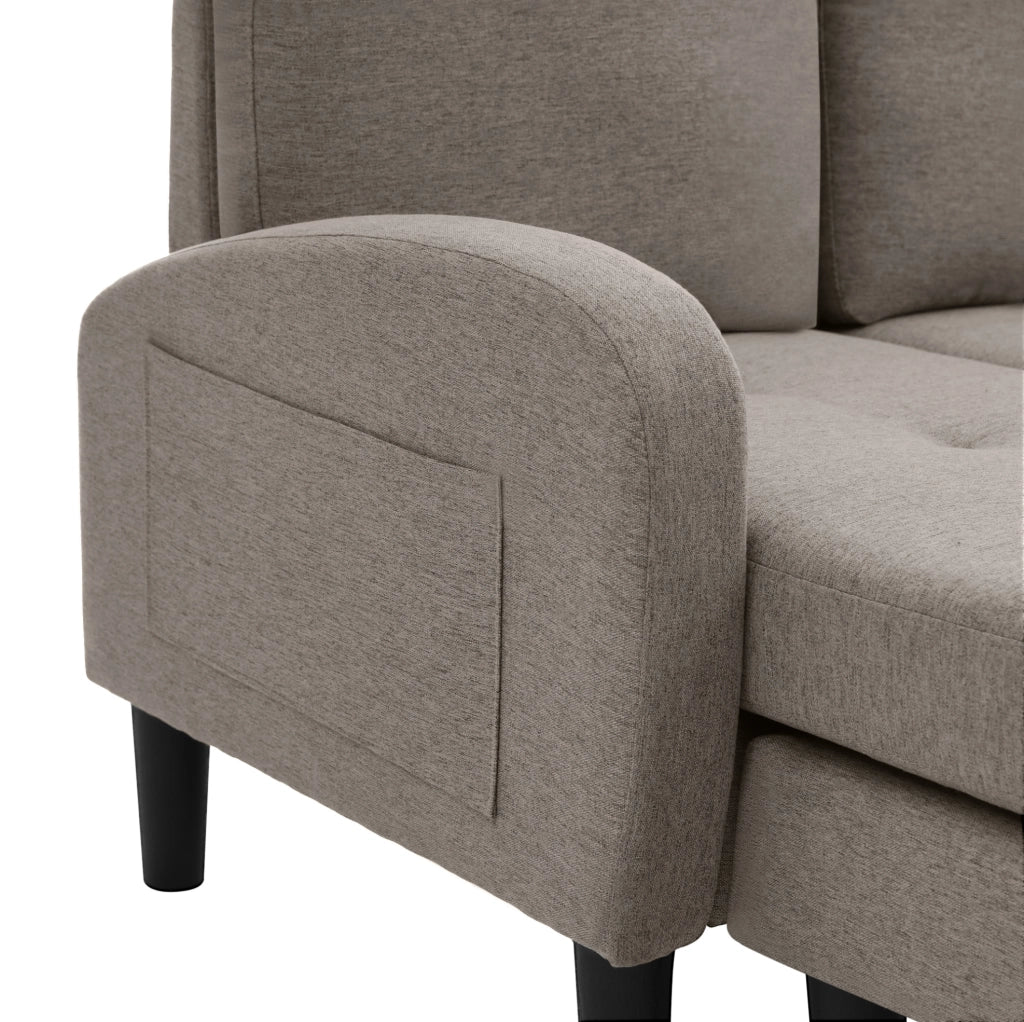 Divano angolare modulare 166x118x77 cm con chaise longue; imbottitura in foam; grigio scuro antico