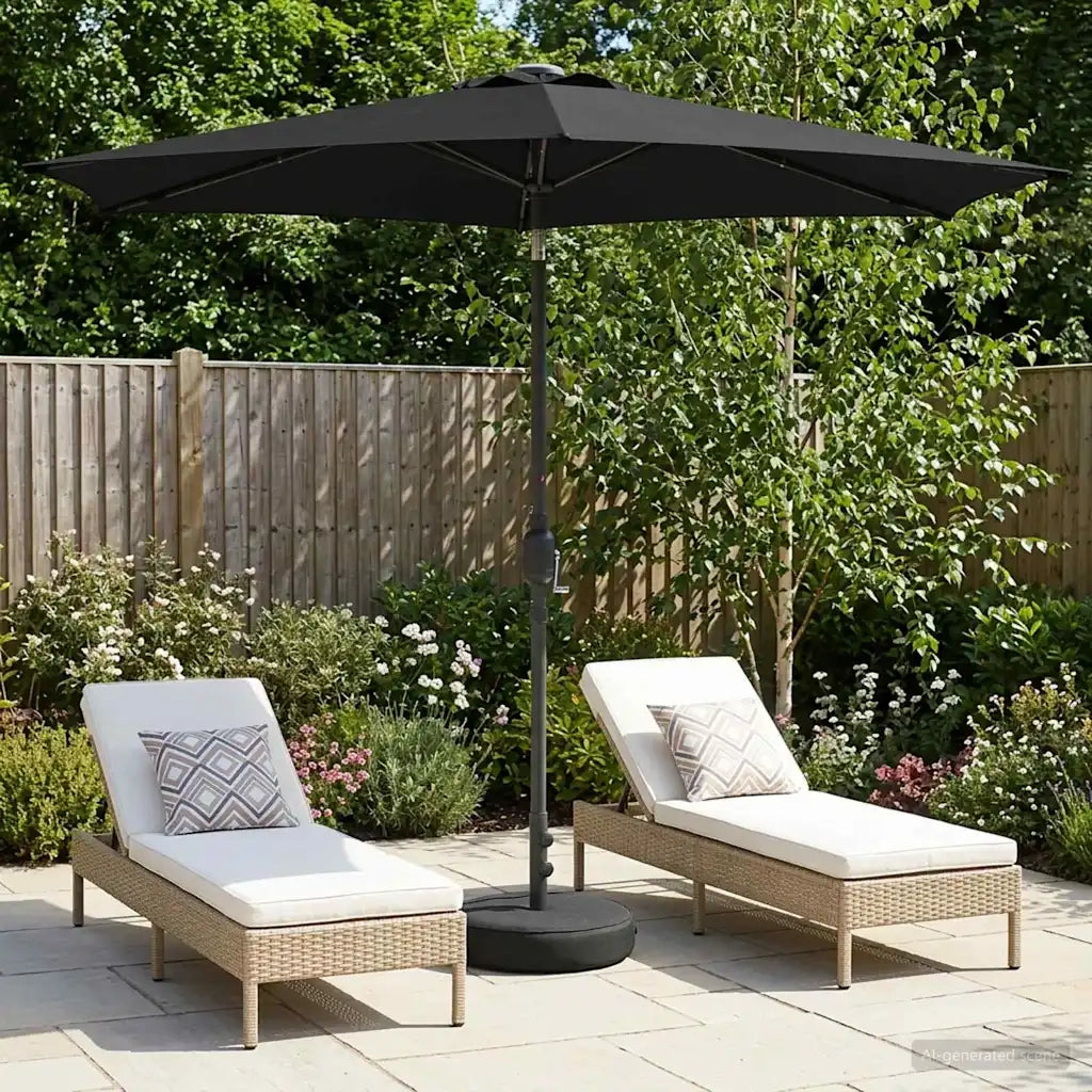 Parasol da Giardino con Luci LED 270 x 270 cm Poliestere Nero 42036263