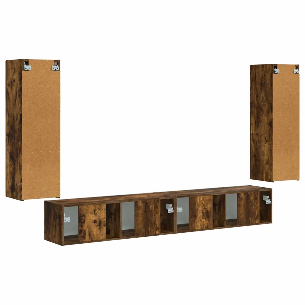 Set di Mobiletto da TV a Parete 4 pcs Rovere fumé 3408930