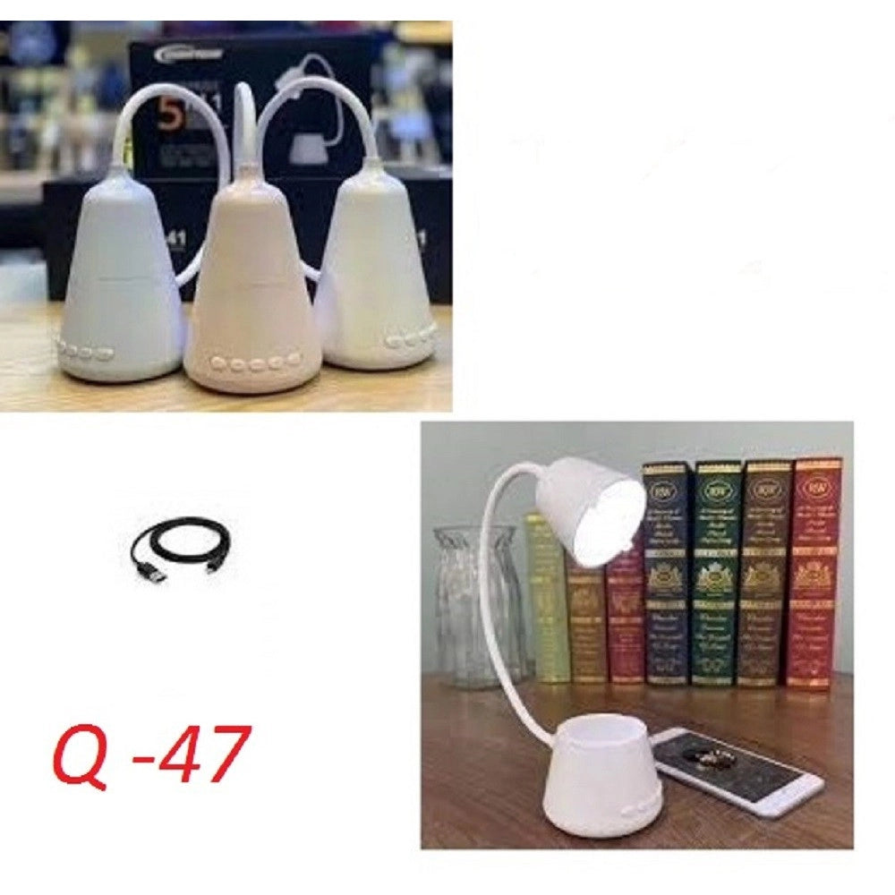 Trade Shop - Lampada Tavolo Led Musica 5in1 Multifunzionale Pieghevole Ricaricabile Usb Q-47 -