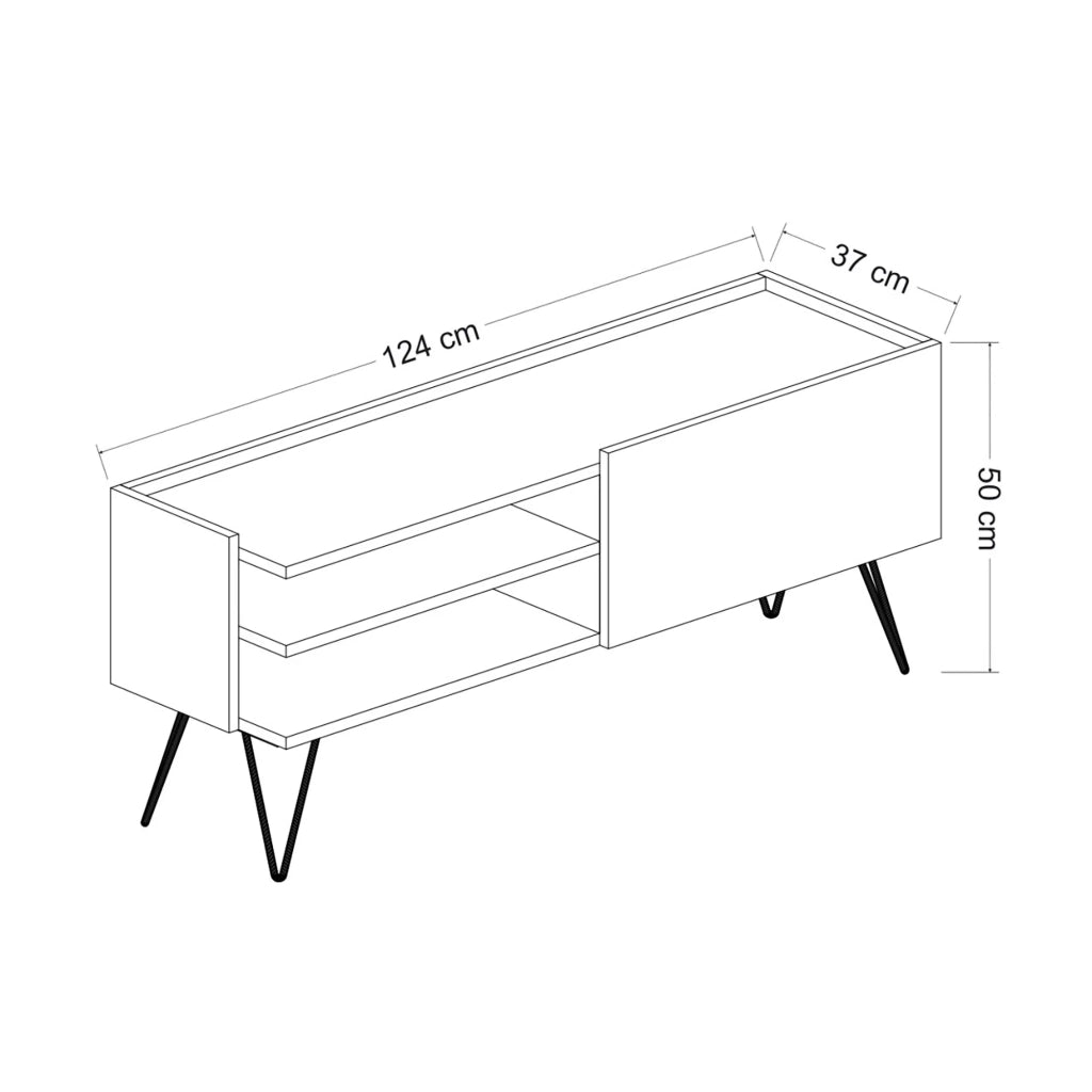 Mobile porta TV con anta 50 x 124 x 37 cm nero / effetto legno 03_0007751