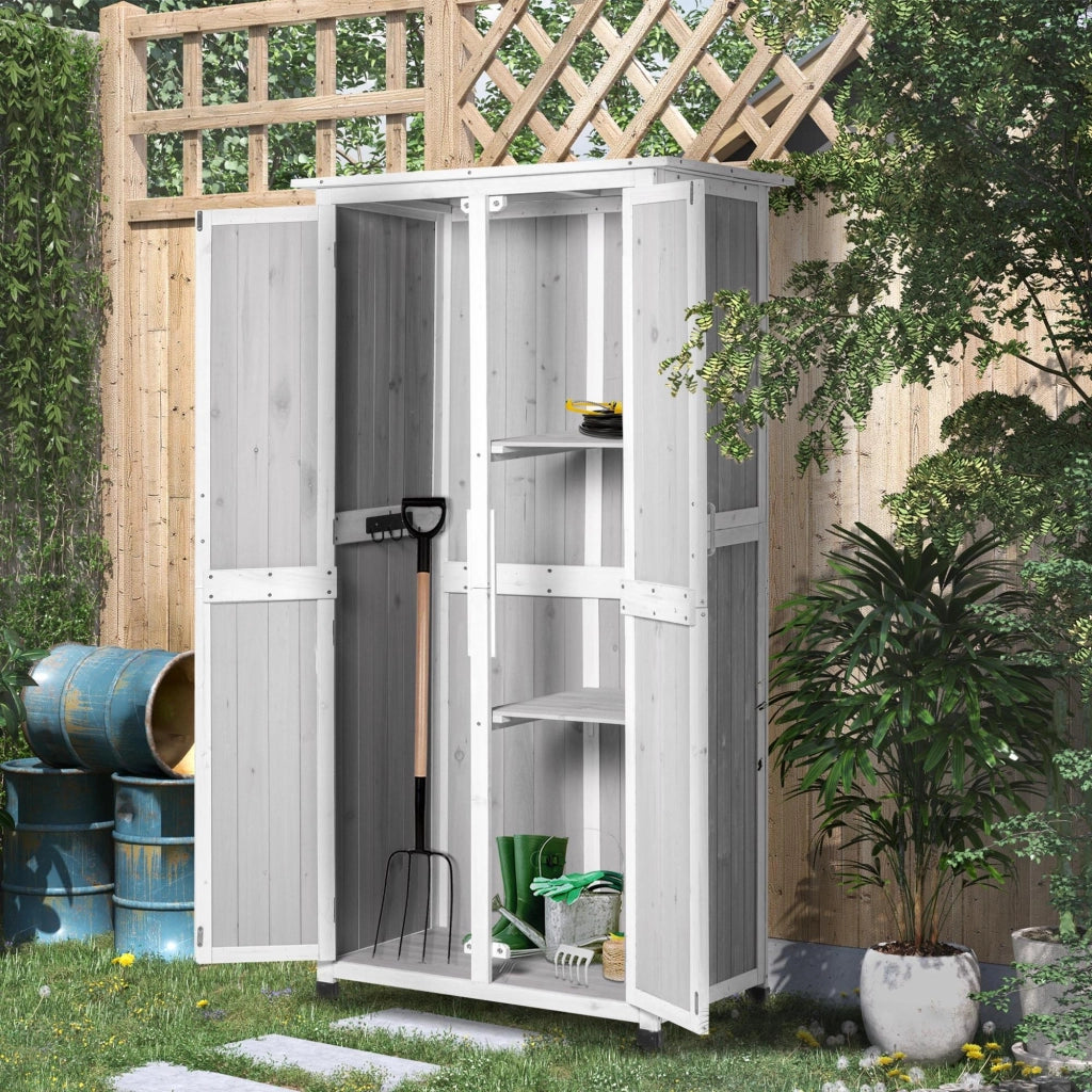 Casetta Porta Attrezzi in Legno ¨C zephmum ¨C Grigio 77x58x175 cm