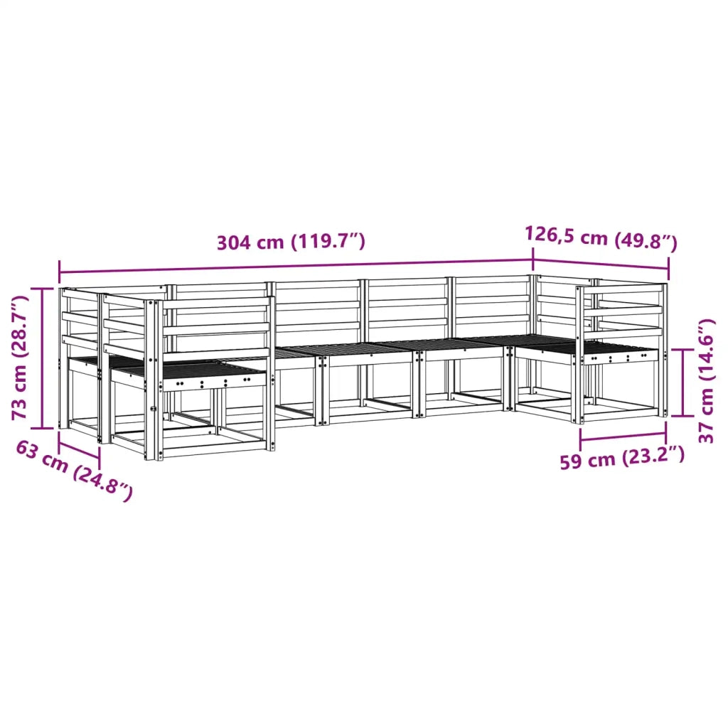 Set di divani da esterno 7 pcs Bianco Legno di Acacia Massello 3388138