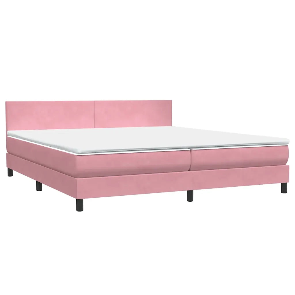 Letto a Molle con Materasso e LED Rosa 180x210 cm in Velluto 3316706