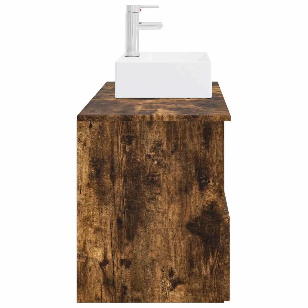 Set di mobili per il bagno 2 pz Rovere Fumo 3404059