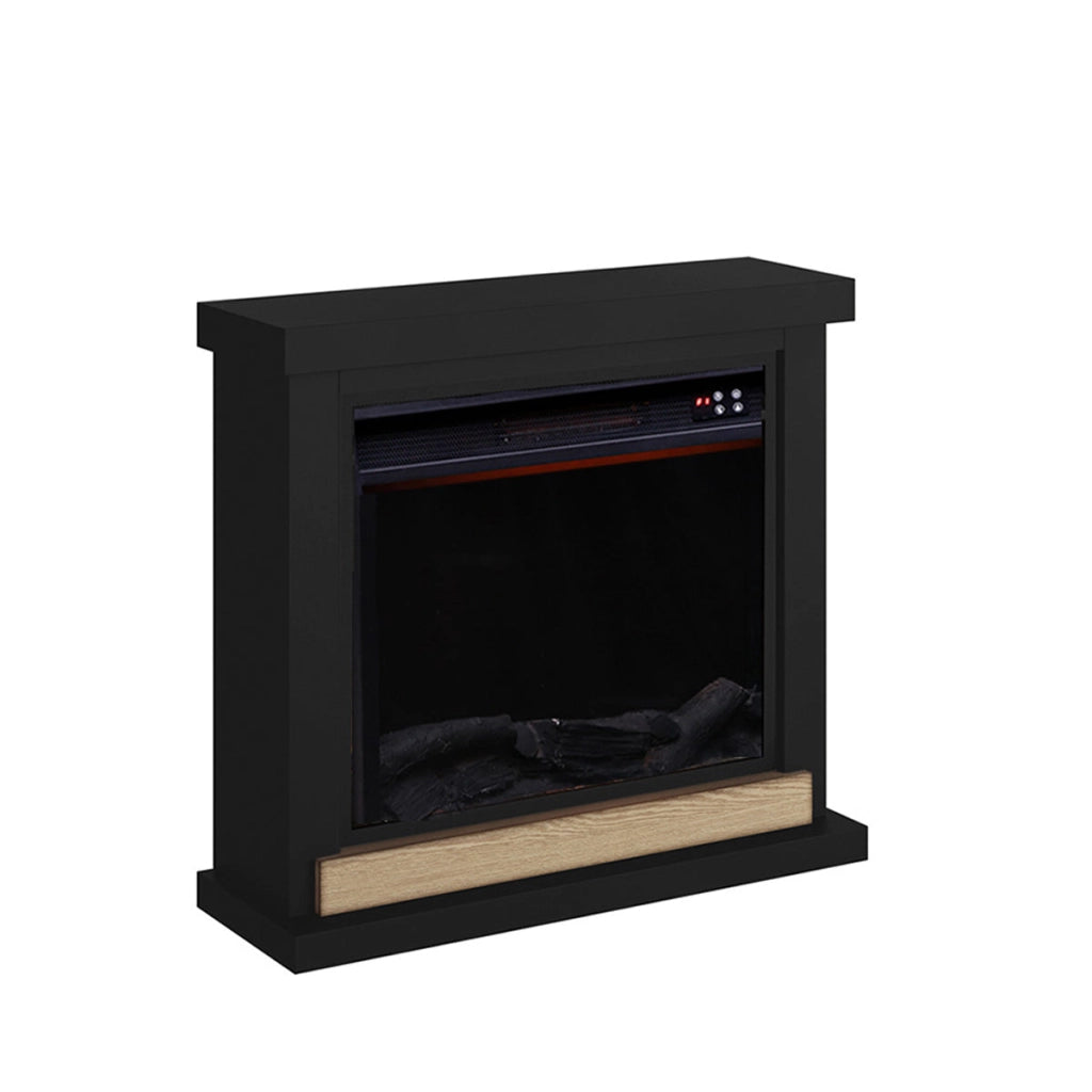 Camino Elettrico da Pavimento 75x67,8x24,5 cm Effetto Fiamma 1500W Sined Sorano Nero