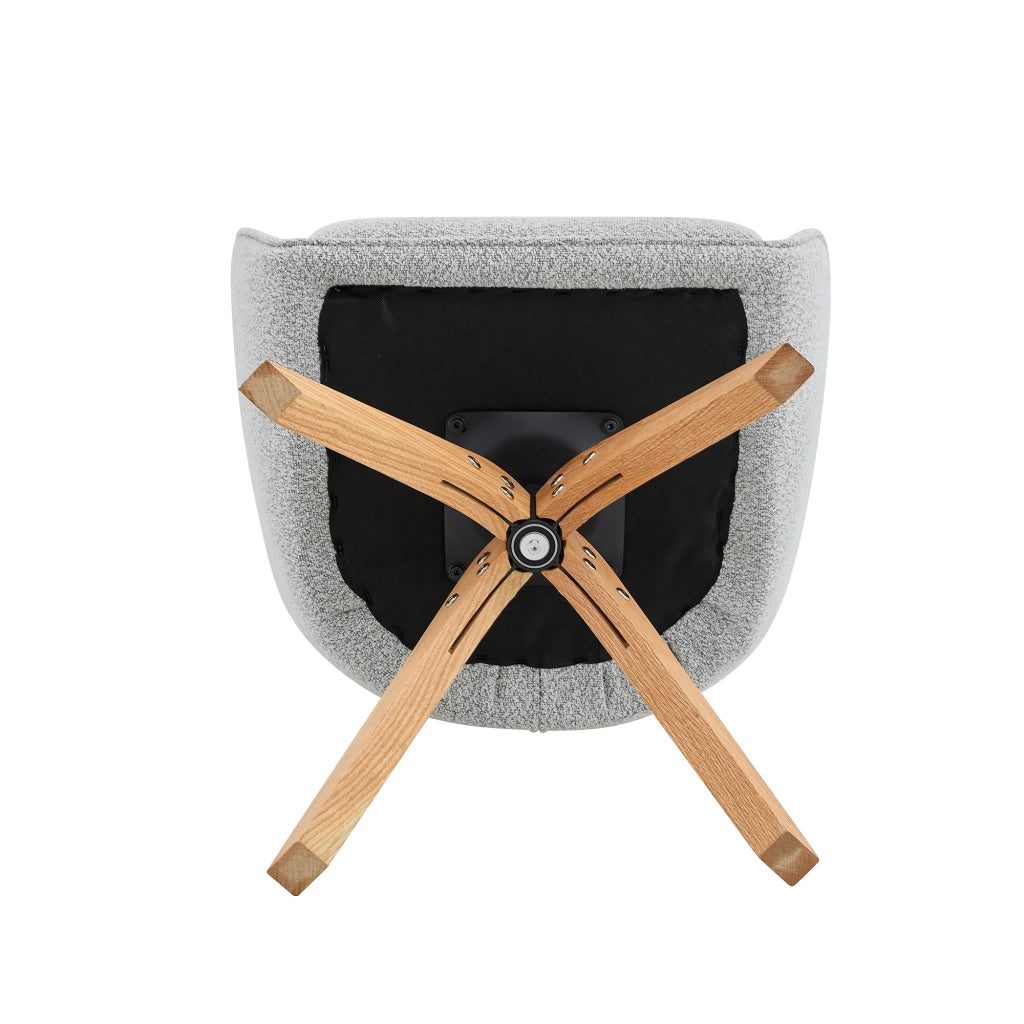 Sedia da pranzo girevole 360° set da 2 con braccioli e schienale ergonomico in tessuto grigio e legno massello