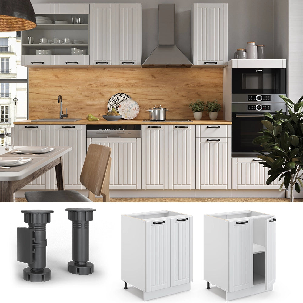 Vicco Mobiletto base cucina Bianco casa di campagna 60 cm senza piano di lavoro