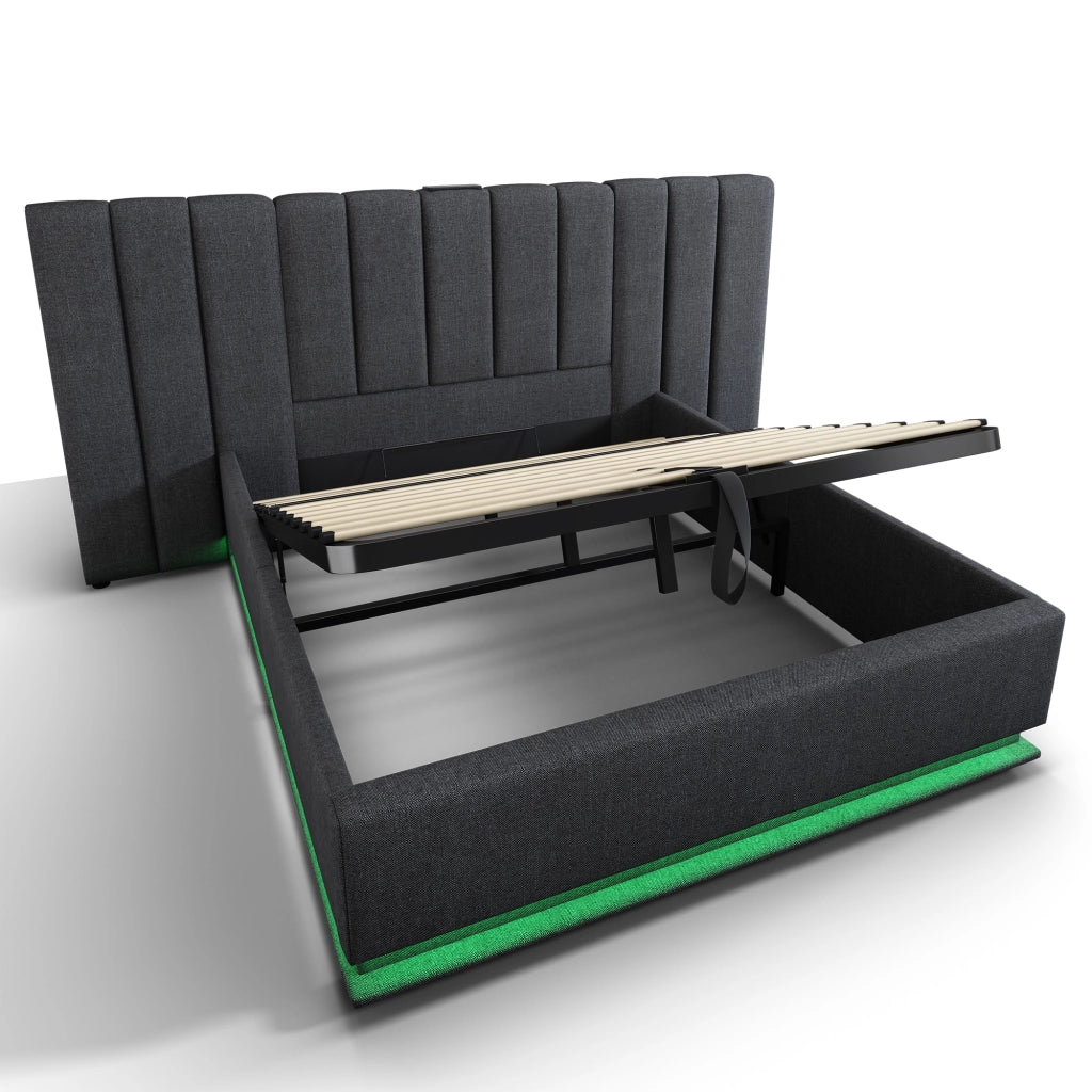 letto imbottito lino grigio 160 x 200 cm