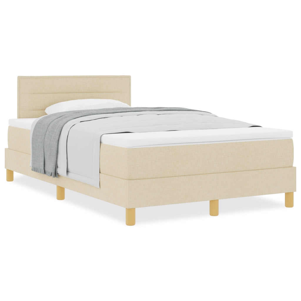 Letto con Box Spring e Materasso Crema 120x200 cm Tessuto