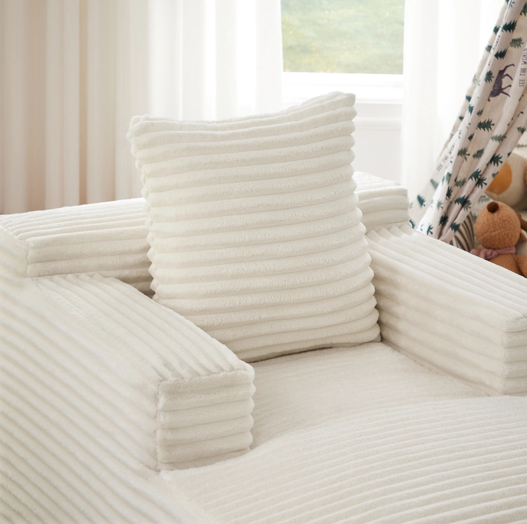 Sofà chaise longue in tessuto a coste beige