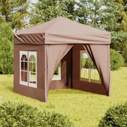 Tenda per Feste Pieghevole con Pareti Laterali-Tenda Gazebo Tortora 2x2 m 469317