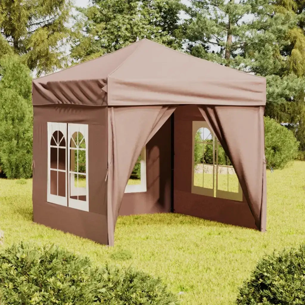 Tenda per Feste Pieghevole con Pareti Laterali-Tenda Gazebo Tortora 2x2 m 469317