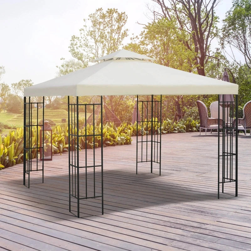 Tetto di Ricambio Impermeabile per Gazebo da Giardino 3x3m Doppio Tetto Crema