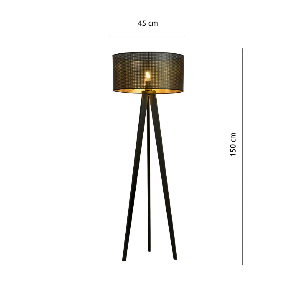 Lampada da terra Emibig Aston treppiede nero/oro E27 150cm