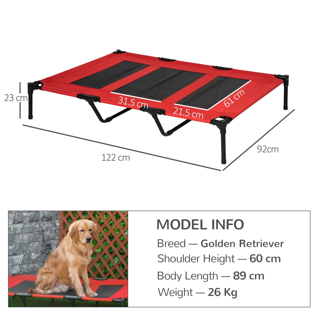 Cuccia per Cani Rialzata con Borsa da Viaggio ¨C Zephmum ¨C Metallo, Tessuto Oxford, 122x92x23 cm, Rosso