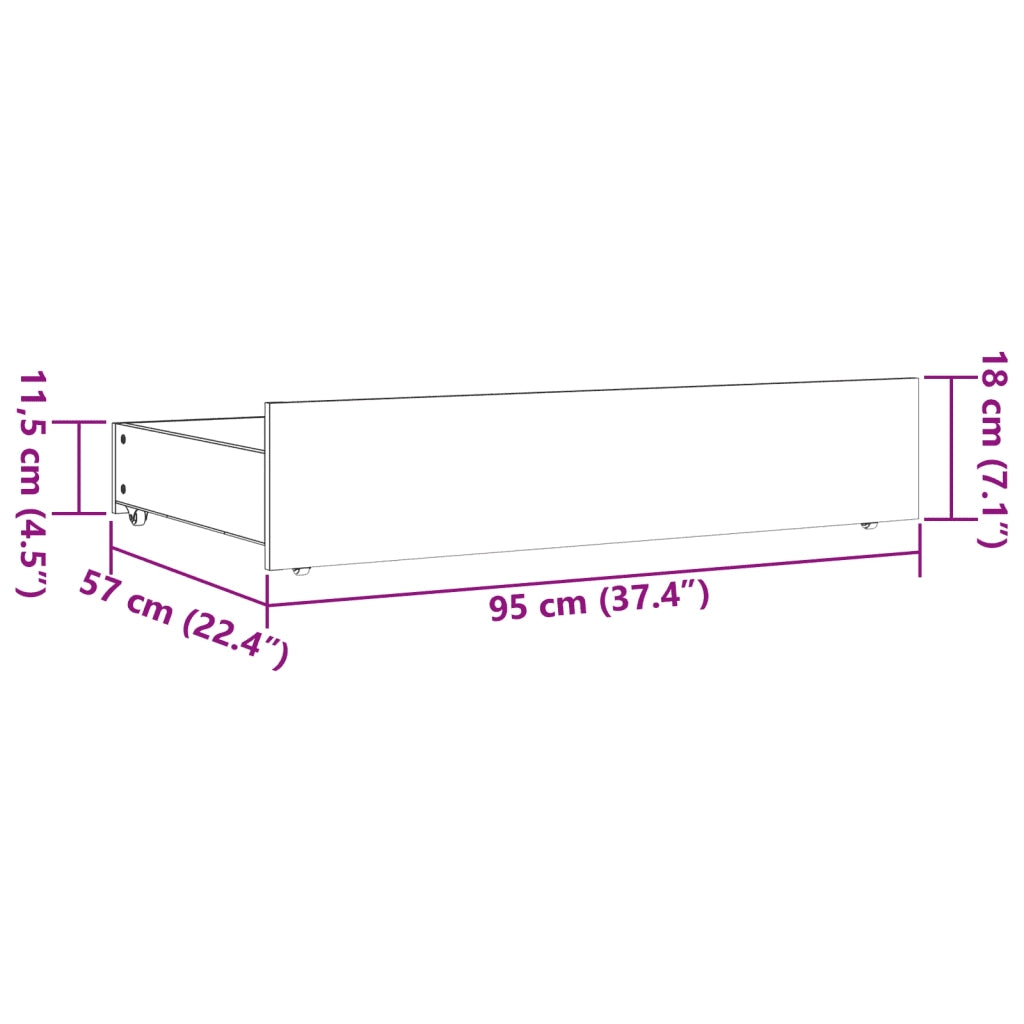 Cassetti per Letto 4 pz Marrone Cera in Legno Massello di Pino CFW1260179