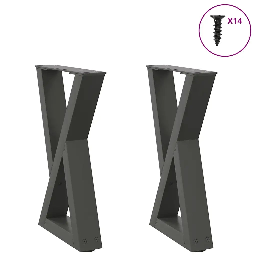 Gambe per Tavolino da CaffÃ¨ 2 pz Antracite 28x(42-43,3) cm Acciaio