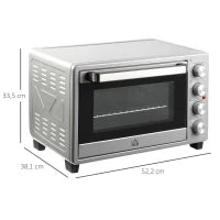 Miniforno 32L con piastre elettriche e base girarrosto 52,2 x 38,1 x 33,5 cm Argento