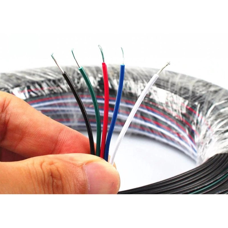 10 Metri Cavo Filo Elettrico Piattina Penta Polare 5X0,25 mmq Cavo di Prolunga Per Striscia Led RGBW