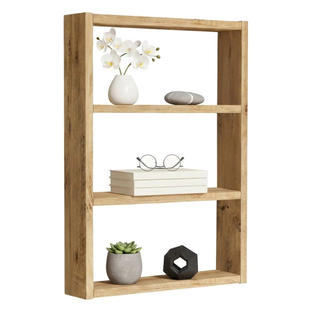 Mensola Krosa, Scaffale, Ripiano a muro, Scaffalatura multiuso, 43x9h60 cm, Quercia