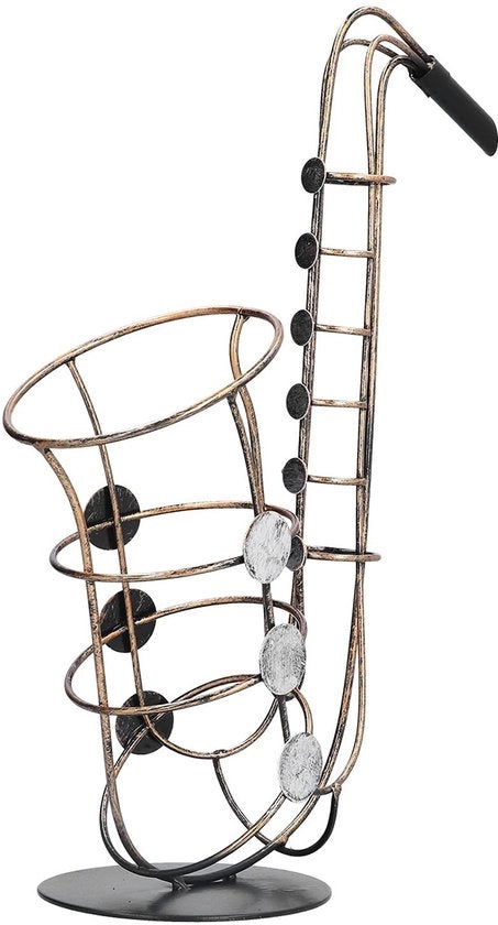 Wijnhouder Retro Design - Saxofoon Formato - Decorativo Metallo Wijnrek - Per Casa/Studio - Utilizzo Versatile - Elegante e Creativo - Flessenrek