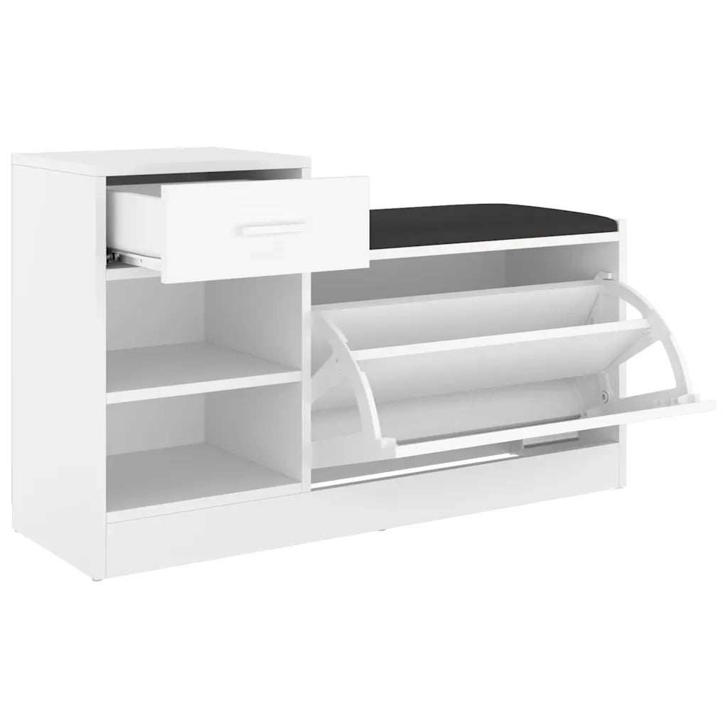 Panca Porta Scarpe Bianca 94,5x31x57 cm in Legno Multistrato 326741