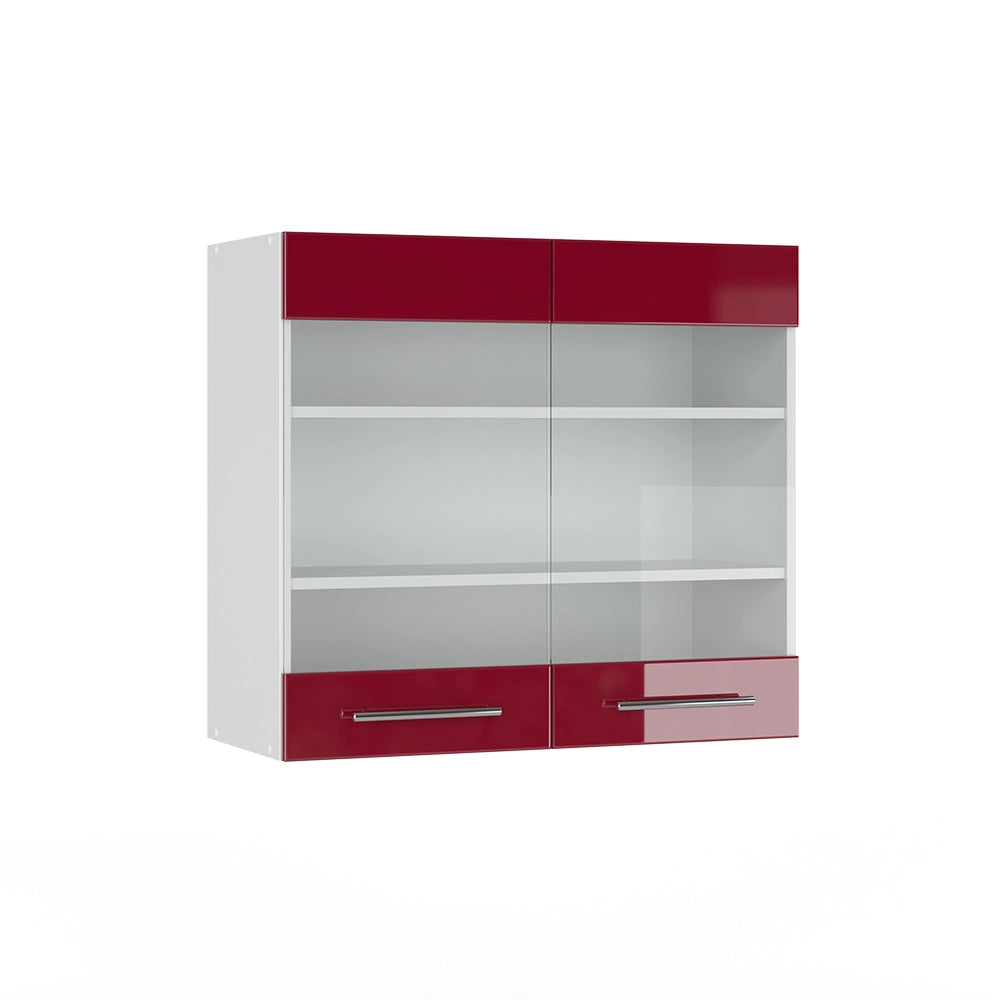 Vicco Mobile da cucina in vetro Rosso bordeaux lucido 80 cm