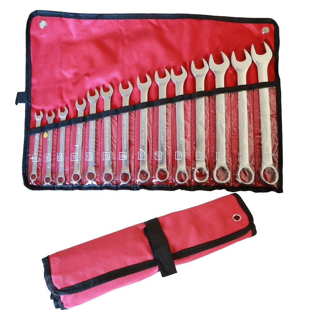 Trade Shop - Set Chiavi Combinate 14 Pz. 8-24 Mm Fissa E Stella Acciaio Cr-v Con Astuccio -