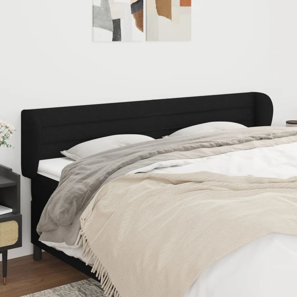 Testiera | Testata ad Orecchio Nera 183x23x78/88 cm in Tessuto