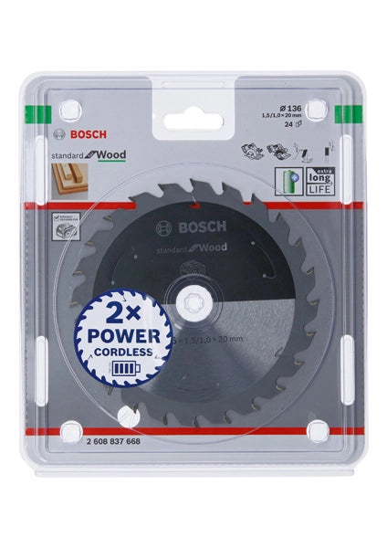 LAMA PER SEGA CIRCOLARE BOSCH D.136mm 24 DENTI TAGLIO LEGNO - 2608837668