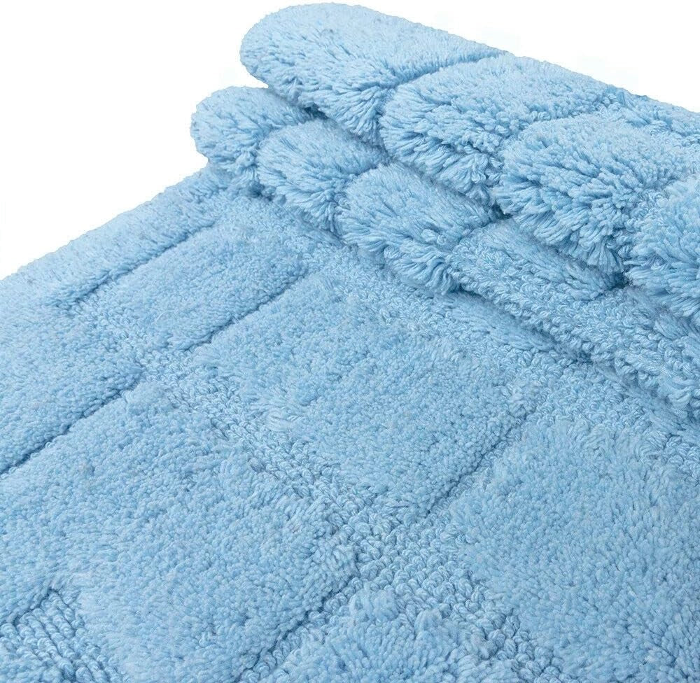 Tappeto Bagno Puro Cotone Morbido 3D Camera Sendiletto Elegante Lavabile Azzurro 55x120 cm