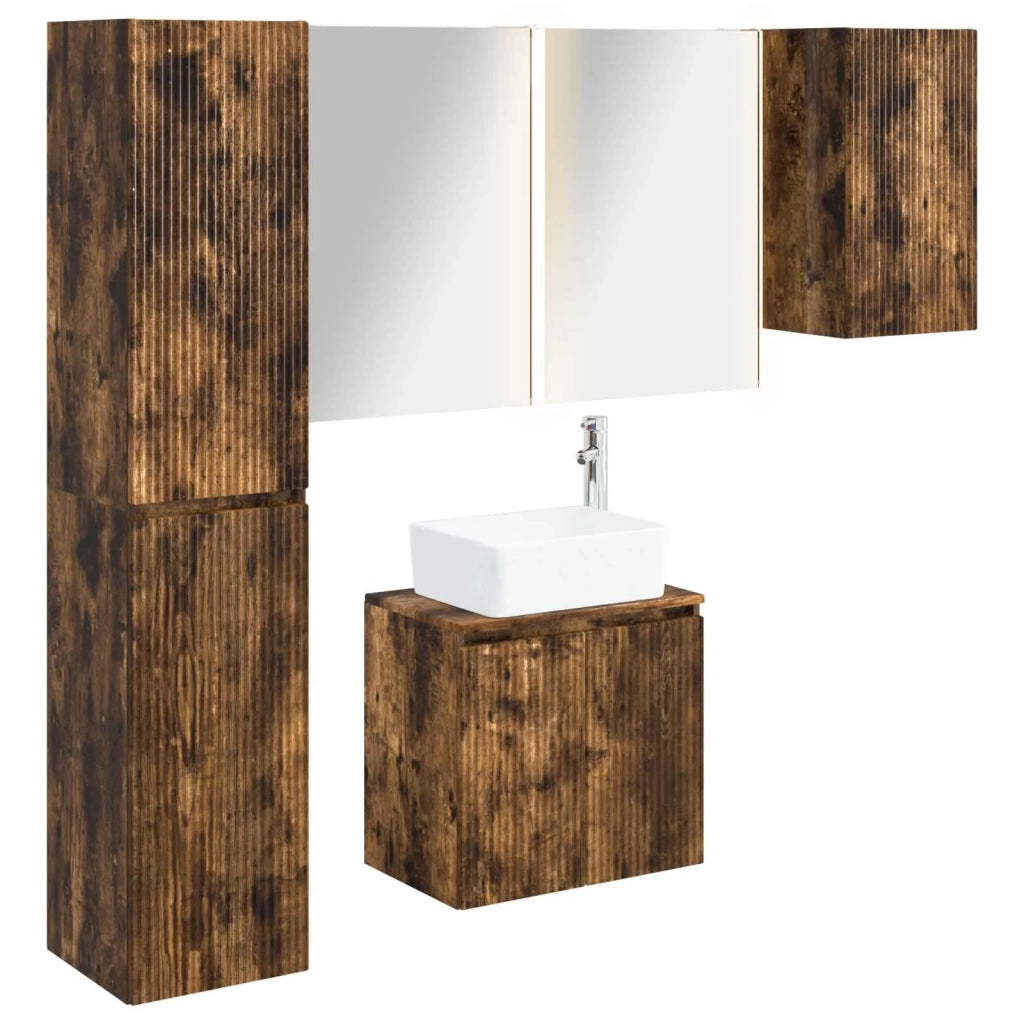 Set di Armadi da Bagno 5 pcs Rovere Fumo 53 x 15,5 x 70 cm 3407331