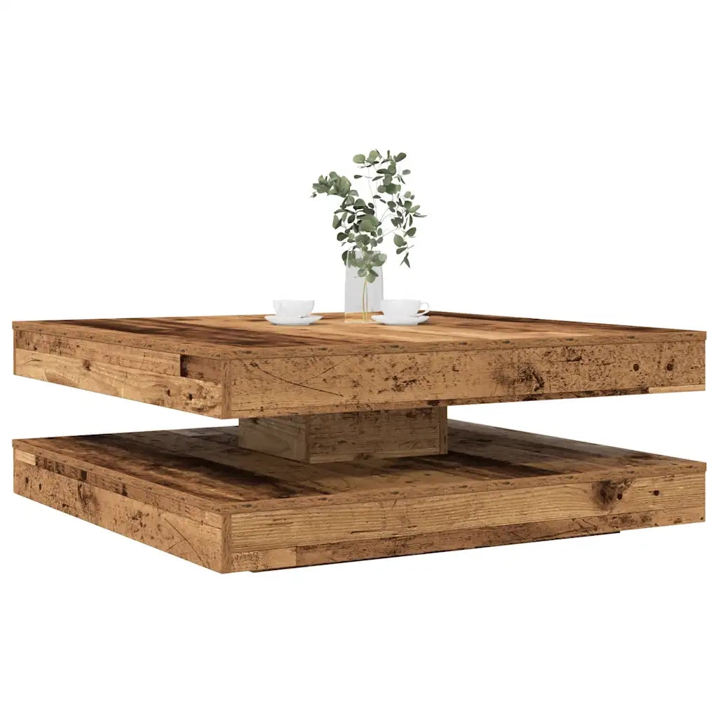 vidaXL Tavolino da Caffè Girevole a 360 Gradi Antico 90x90x34,5 cm