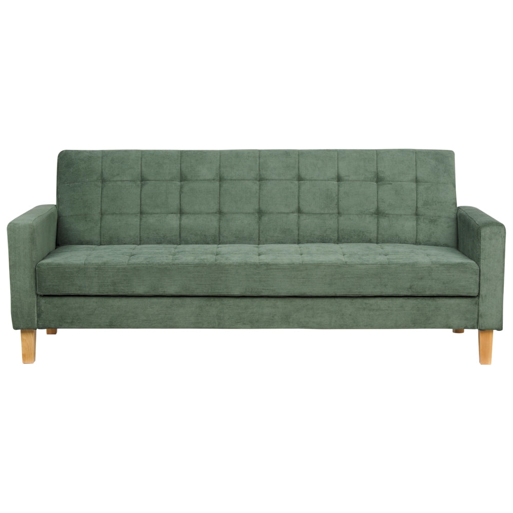 Divano letto in tessuto verde scuro 3 posti imbottito Trapuntato Click Clack