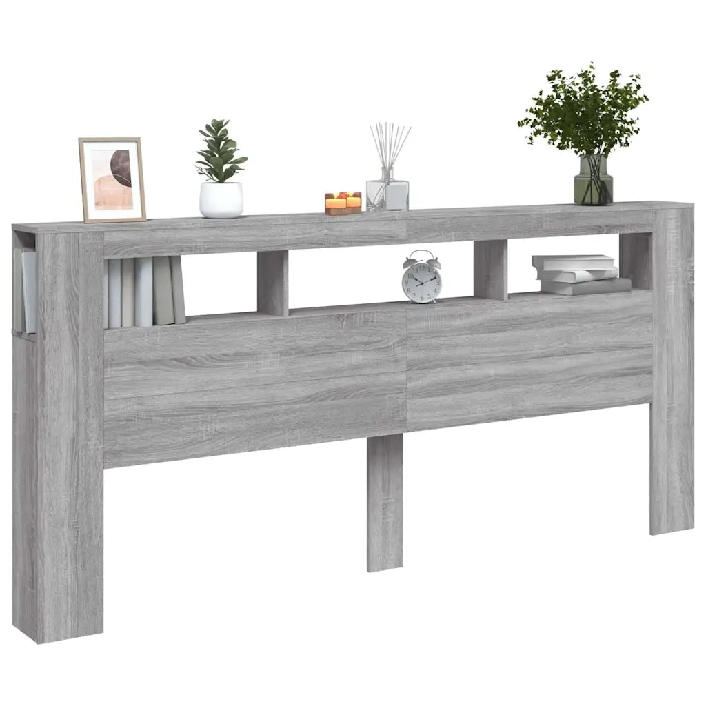 Testiera LED-Testata con LED-Testiera Decorativa Grigio Sonoma 220x18,5x103,5 cm Legno Multistrato